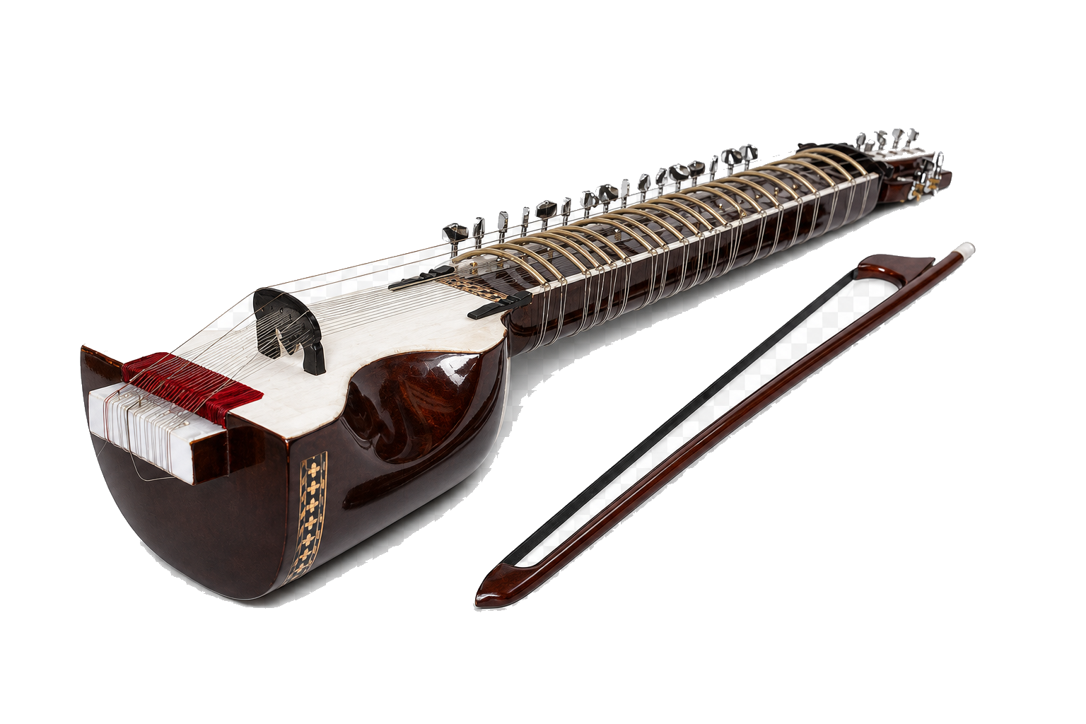 Studio cutout artwork of a Dilruba with bow