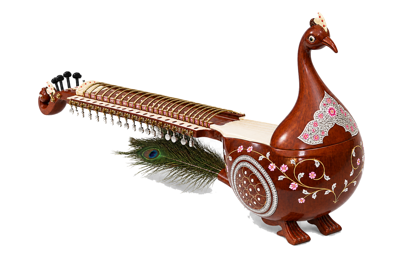 Studio cutout artwork of a peacock-shaped Taus